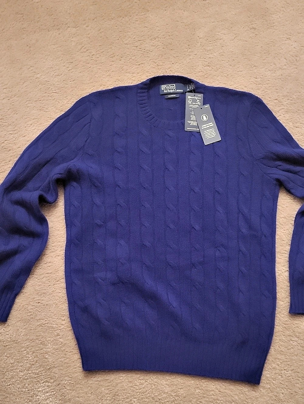 Polo Ralph Lauren Cable-Knit Cashmere Sweater Cashmere Cable Knit Crewneck Size